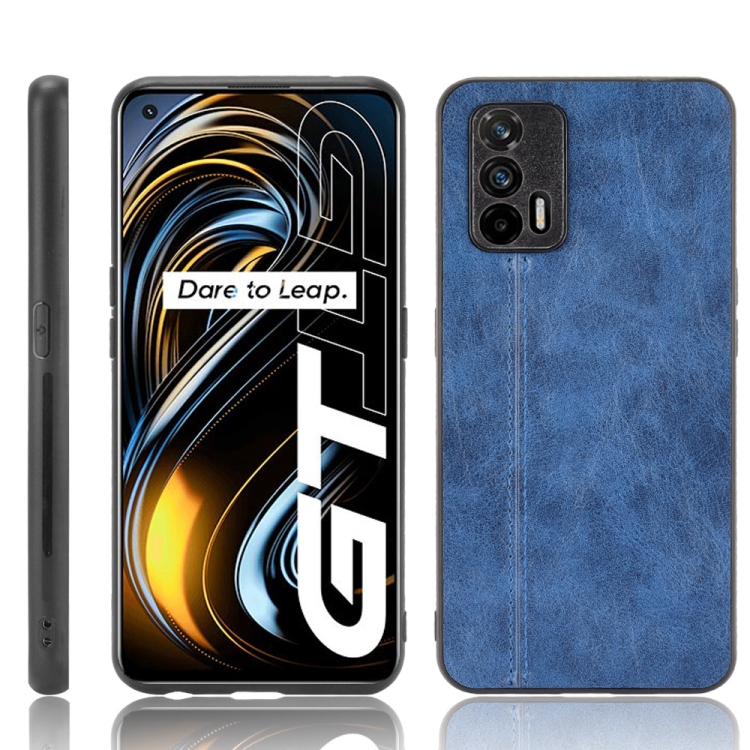 

For OPPO Realme GT Shockproof Sewing Cow Pattern Skin PC + PU + TPU Case(Blue)