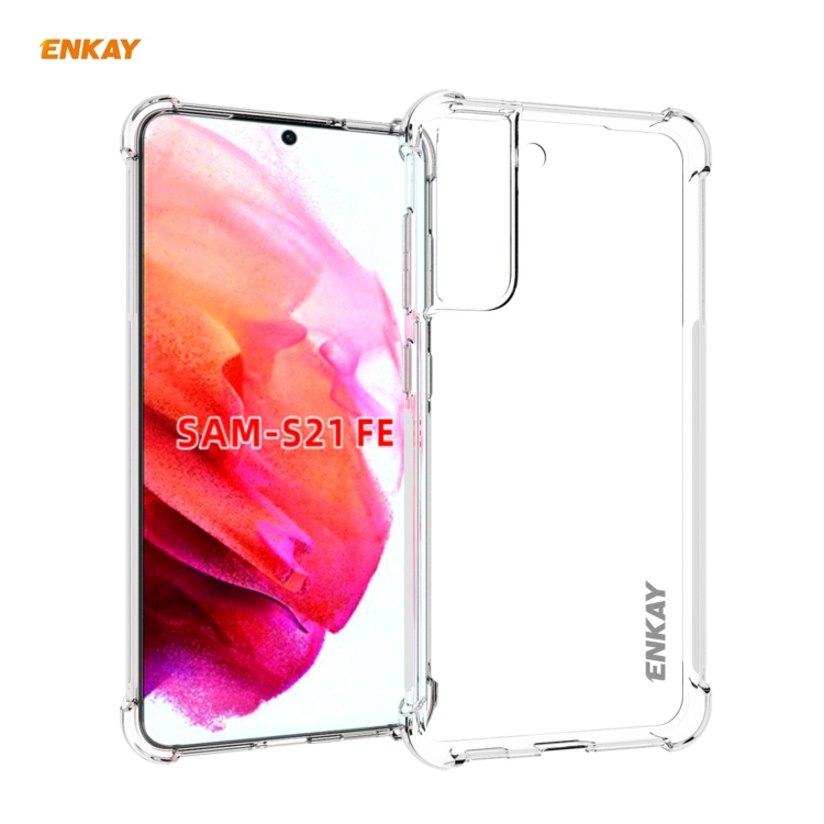 

For Samsung Galaxy S21 FE ENKAY Hat-Prince Clear TPU Shockproof Case Soft Anti-slip Cover