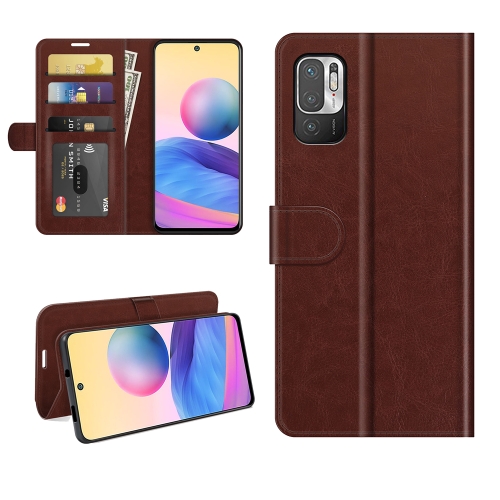 

For Xiaomi Redmi Note 10 5G R64 Texture Single Horizontal Flip Protective Case with Holder & Card Slots & Wallet& Photo Frame(Brown)