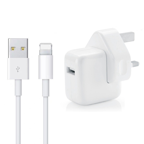 

12W USB Charger + USB to 8 Pin Data Cable for iPad / iPhone / iPod Series, UK Plug