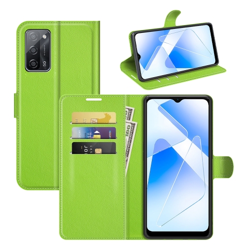 

For OPPO A55 5G Litchi Texture Horizontal Flip Protective Case with Holder & Card Slots & Wallet(Green)