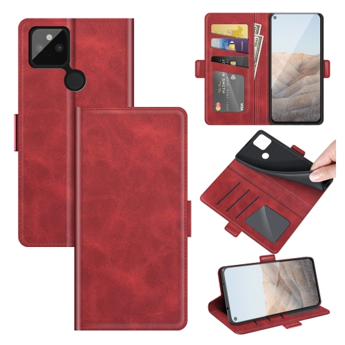 

For Google Pixel 5A 5G Dual-side Magnetic Buckle Horizontal Flip Leather Case with Holder & Card Slots & Wallet(Red)