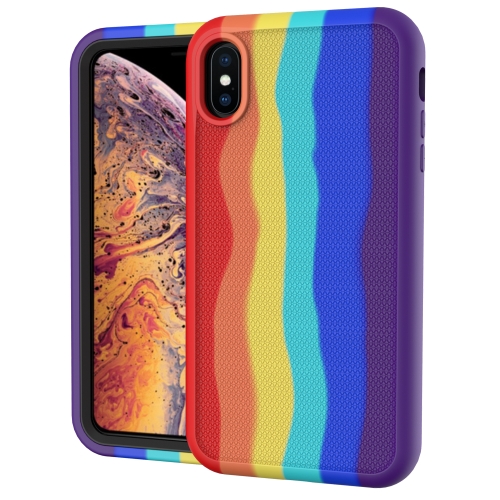 

For iPhone XR Rainbow Silicone +PC Shockproof Skid-proof Dust-proof Case(Rainbow Red)