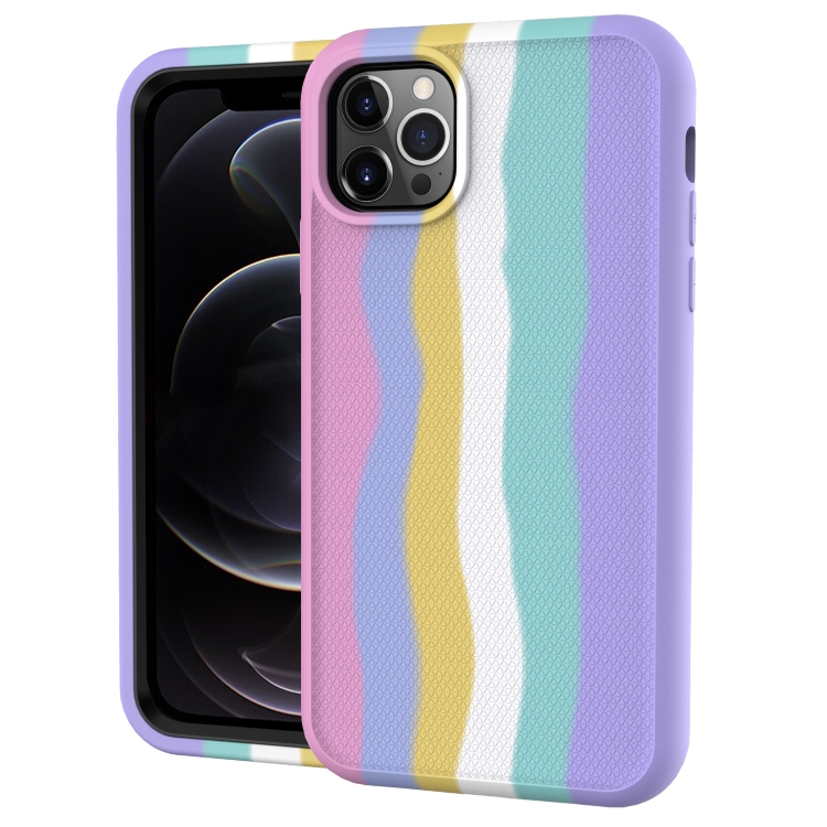 

For iPhone 11 Pro Rainbow Silicone +PC Shockproof Skid-proof Dust-proof Case(Rainbow Pink)