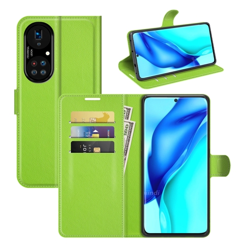 

For Huawei P50 Pro Litchi Texture Horizontal Flip Protective Case with Holder & Card Slots & Wallet(Green)