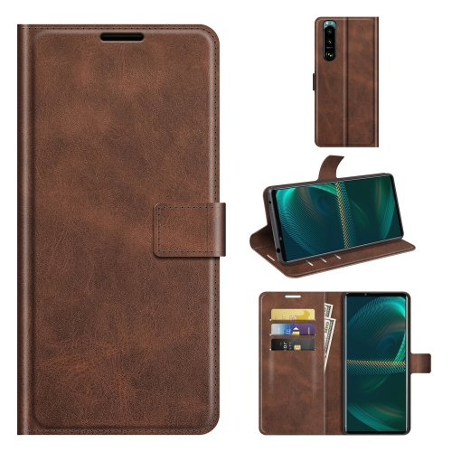 

For Sony Xperia 5 III Retro Calf Pattern Buckle Horizontal Flip Leather Case with Holder & Card Slots & Wallet(Dark Brown)