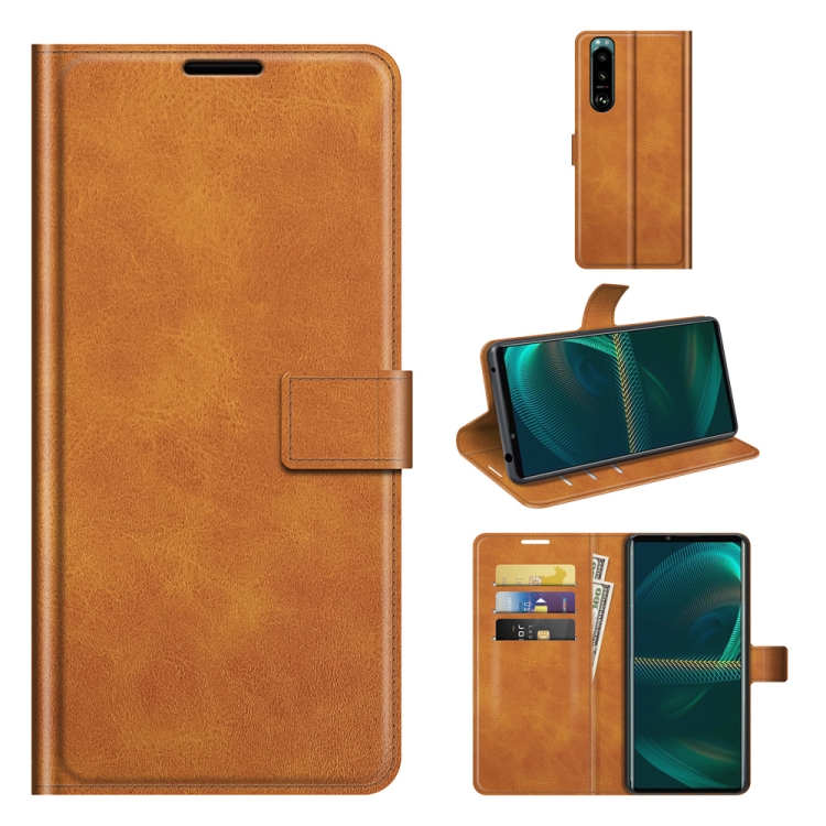 

For Sony Xperia 5 III Retro Calf Pattern Buckle Horizontal Flip Leather Case with Holder & Card Slots & Wallet(Yellow)