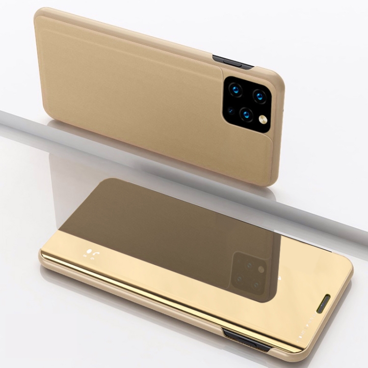 

For Xiaomi Mi 11 Plated Mirror Horizontal Flip Leather Case with Holder(Gold)