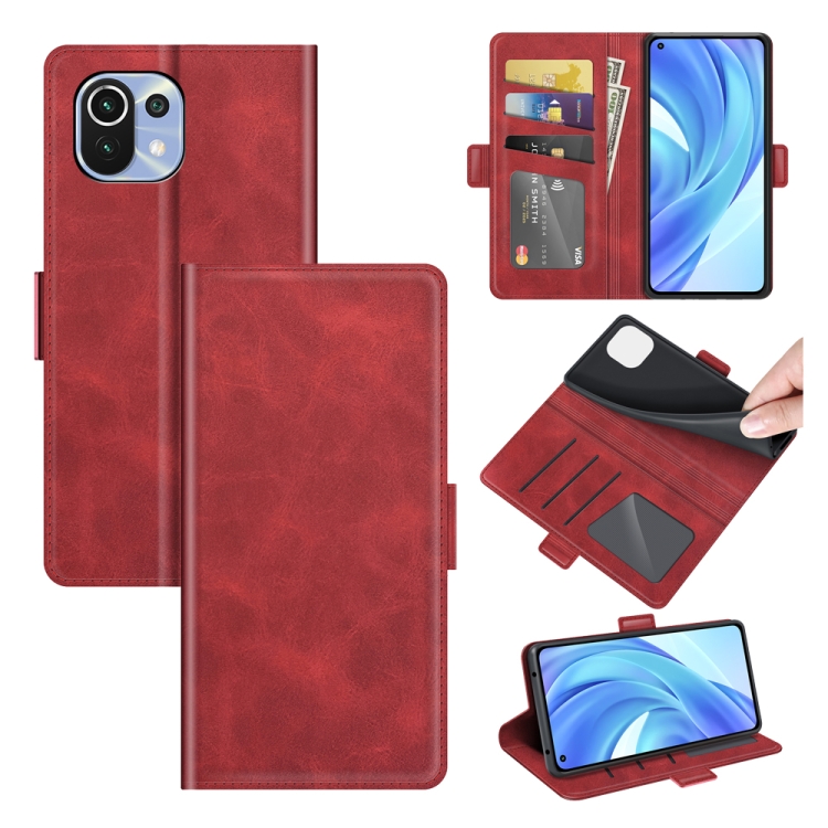 

For Xiaomi Mi 11 Lite 4G / 5G Dual-side Magnetic Buckle Horizontal Flip Leather Case with Holder & Card Slots & Wallet(Red)
