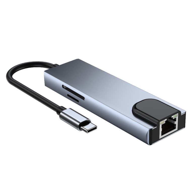 

6 in 1 Type-C to HDMI + RJ45 + SD / TF + PD + USB HUB Adapter