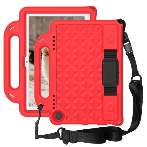 

For Amazon Kindle Fire HD8 Plus 2020 Diamond Series EVA Anti-Fall Shockproof Sleeve Protective Shell Case with Holder & Strap(Red)