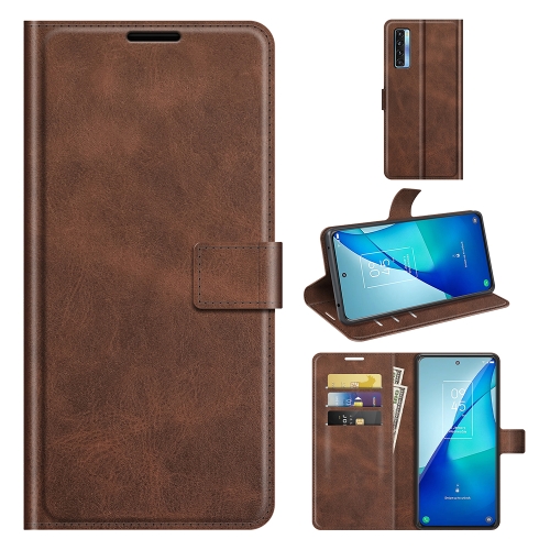 

For TCL 20S / 20 5G /20L / 20L+ Retro Calf Pattern Buckle Horizontal Flip Leather Case with Holder & Card Slots & Wallet(Dark Brown)