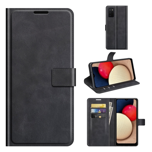 

For Samsung Galaxy A03s 164mm Retro Calf Pattern Buckle Horizontal Flip Leather Case with Holder & Card Slots & Wallet(Black)