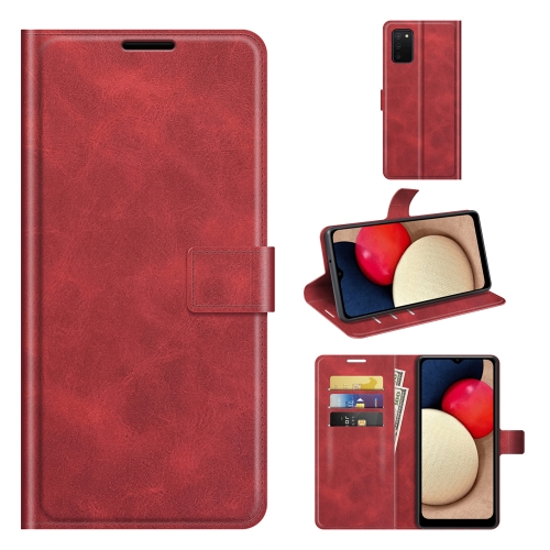 

For Samsung Galaxy A03s 164mm Retro Calf Pattern Buckle Horizontal Flip Leather Case with Holder & Card Slots & Wallet(Red)