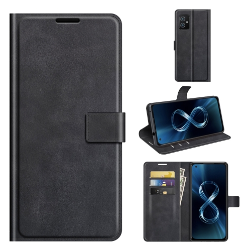 

For ASUS Zenfone 8 ZS590KS Retro Calf Pattern Buckle Horizontal Flip Leather Case with Holder & Card Slots & Wallet(Black)