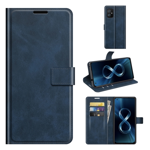 

For ASUS Zenfone 8 ZS590KS Retro Calf Pattern Buckle Horizontal Flip Leather Case with Holder & Card Slots & Wallet(Blue)