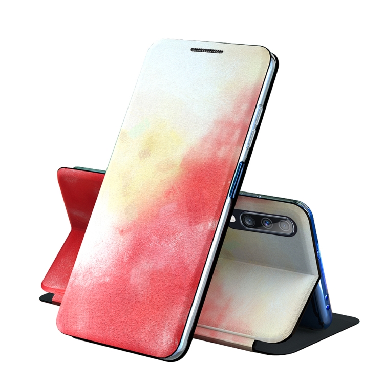 

For Samsung Galaxy A50 Voltage Watercolor Pattern Skin Feel Magnetic Horizontal Flip PU Leather Case with Holder(Red)