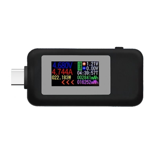 

KWS-1902C Color Type C USB Tester Current Voltage Monitor Power Meter Mobile Battery Bank Charger Detector(Black)