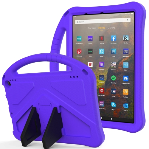 

For Amazon Kindle Fire HD 10 2021 EVA Flat Anti Falling Protective Case Shell with Holder(Purple)
