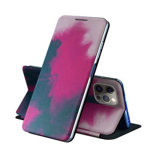 

For iPhone 11 Pro Max Voltage Watercolor Pattern Skin Feel Magnetic Horizontal Flip PU Leather Case with Holder(Berry)