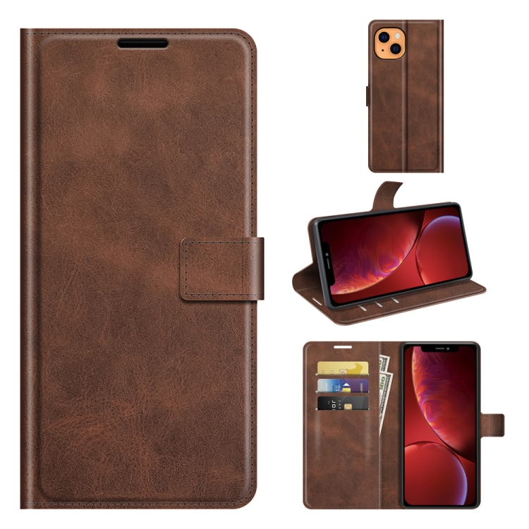 

Retro Calf Pattern Buckle Horizontal Flip Leather Case with Holder & Card Slots & Wallet For iPhone 13(Dark Brown)