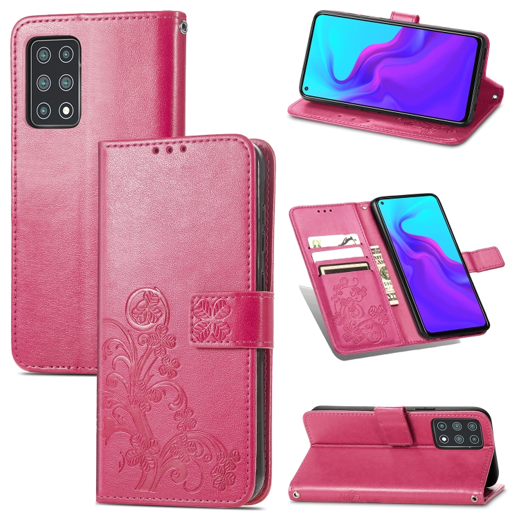 

For Cubot X30 Four-leaf Clasp Embossed Buckle Mobile Phone Protection Leather Case with Lanyard & Card Slot & Wallet & Bracket Function(Magenta)