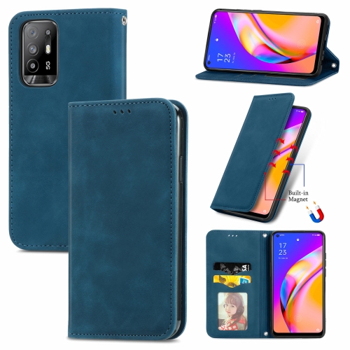 

For OPPO A94 5G / A95 5G/F19 Pro+ /Reno5 Z Retro Skin Feel Business Magnetic Horizontal Flip Leather Case With Holder & Card Slots & Wallet & Photo Frame(Blue)