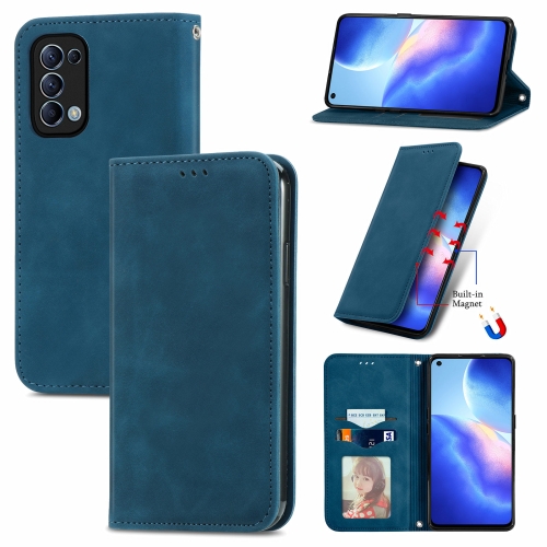 

For OPPO Reno 5 5G /Find X3 Lite Retro Skin Feel Business Magnetic Horizontal Flip Leather Case With Holder & Card Slots & Wallet & Photo Frame(Blue)