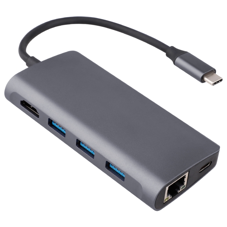 8 в 1 Type-C на HDMI + USB 3.0 x 3 + RJ45 + PD + SD / TF-карточный слот ...