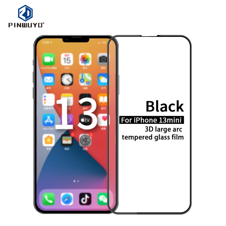 

PINWUYO 9H 3D Curved Full Screen Explosion-proof Tempered Glass Film For iPhone 13 mini(Black)
