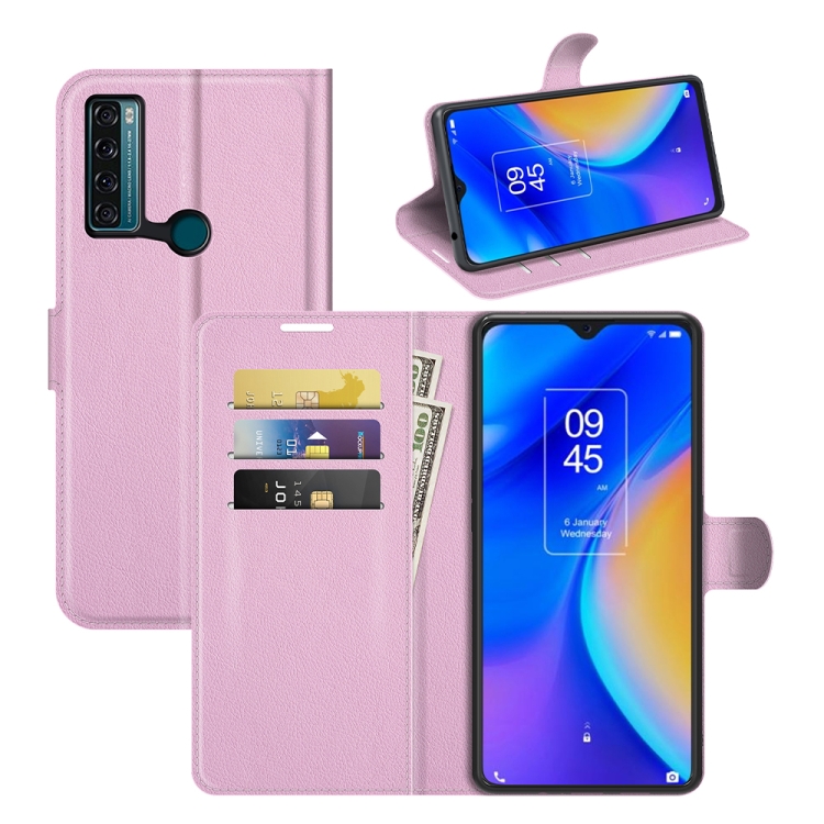 

For TCL 20 SE Litchi Texture Horizontal Flip Protective Case with Holder & Card Slots & Wallet(Pink)