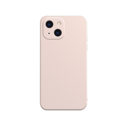

Solid Color Cube Straight Edge Liquid Silicone Case For iPhone 13(Pink)