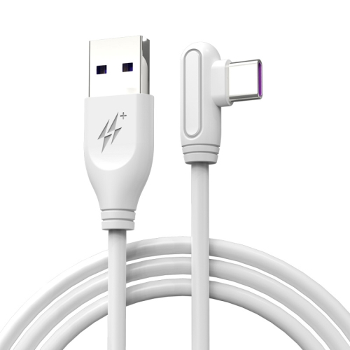 

ENKAY Hat-Prince ENK-CB109 5A USB to USB-C / Type-C 90 Degree Elbow Silicone Data Sync Fast Charging Cable, Cable Length:1m(White)