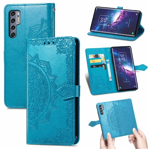 

For TCL 20 Pro 5G Mandala Flower Embossed Horizontal Flip Leather Case with Bracket / Card Slot / Wallet / Lanyard(Blue)