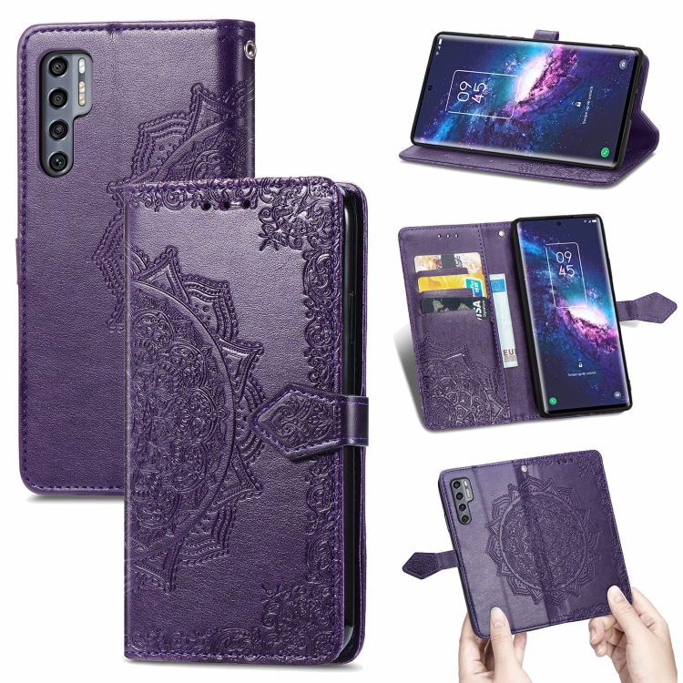 

For TCL 20 Pro 5G Mandala Flower Embossed Horizontal Flip Leather Case with Bracket / Card Slot / Wallet / Lanyard(Purple)