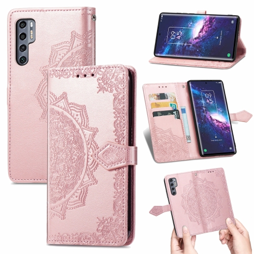 

For TCL 20 Pro 5G Mandala Flower Embossed Horizontal Flip Leather Case with Bracket / Card Slot / Wallet / Lanyard(Rose Gold)