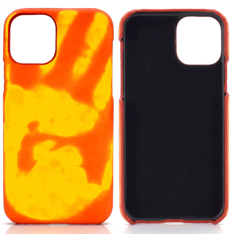

Paste Skin + PC Thermal Sensor Discoloration Case For iPhone 13 mini(Red Yellow)
