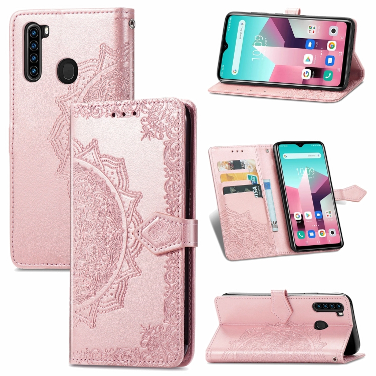 

For Blackview A80 Pro Mandala Flower Embossed Horizontal Flip Leather Case with Holder & Three Card Slots & Wallet & Lanyard(Rose Gold)