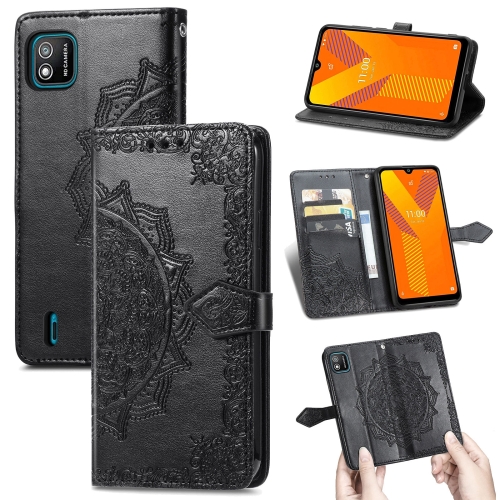 

For Wiko Y62 Mandala Flower Embossed Horizontal Flip Leather Case with Holder & Three Card Slots & Wallet & Lanyard(Black)