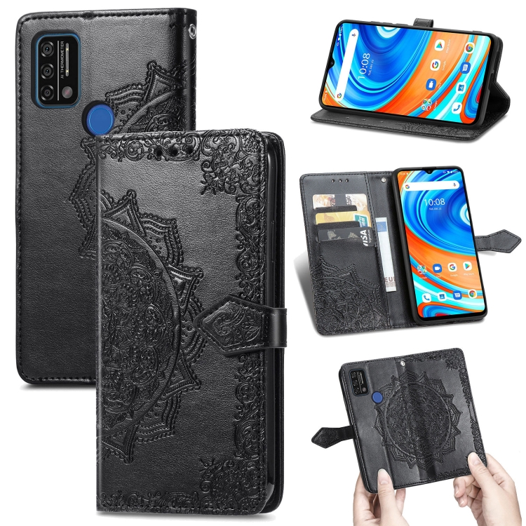 

For UMIDIGI A9 Mandala Flower Embossed Horizontal Flip Leather Case with Holder & Three Card Slots & Wallet & Lanyard(Black)