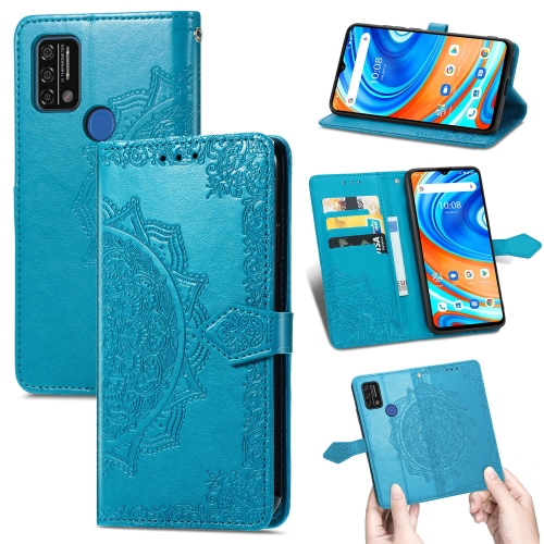

For UMIDIGI A9 Mandala Flower Embossed Horizontal Flip Leather Case with Holder & Three Card Slots & Wallet & Lanyard(Blue)