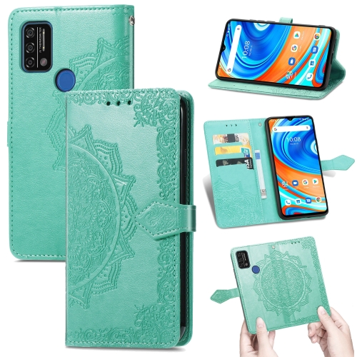 

For UMIDIGI A9 Mandala Flower Embossed Horizontal Flip Leather Case with Holder & Three Card Slots & Wallet & Lanyard(Green)