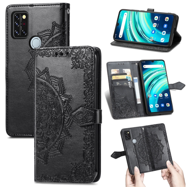 

For UMIDIGI A9 Pro Mandala Flower Embossed Horizontal Flip Leather Case with Holder & Three Card Slots & Wallet & Lanyard(Black)