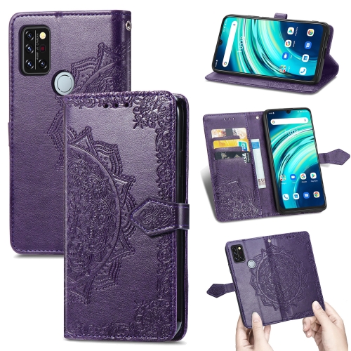 

For UMIDIGI A9 Pro Mandala Flower Embossed Horizontal Flip Leather Case with Holder & Three Card Slots & Wallet & Lanyard(Purple)