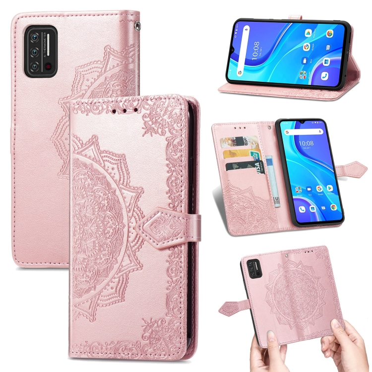 

For UMIDIGI A7S Mandala Flower Embossed Horizontal Flip Leather Case with Holder & Three Card Slots & Wallet & Lanyard(Rose Gold)