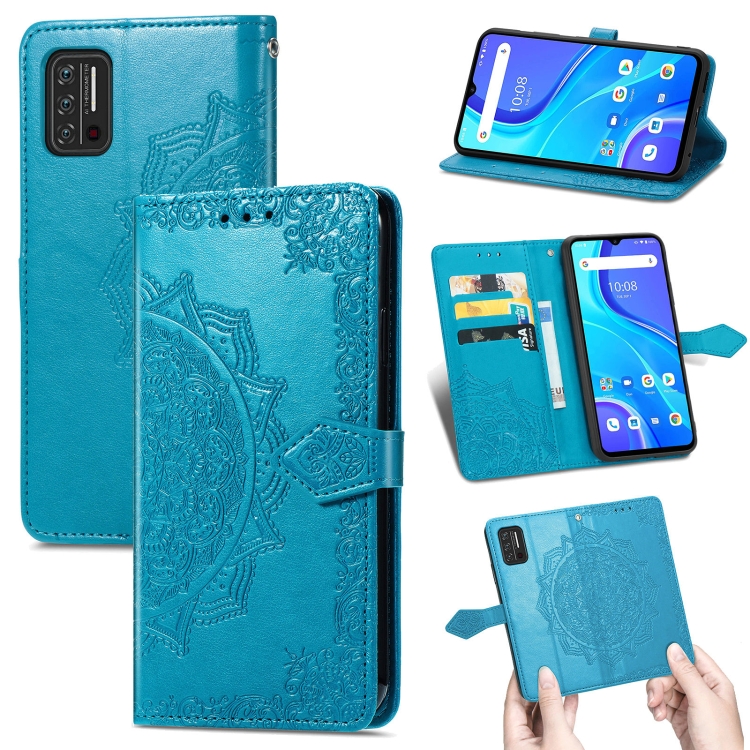 

For UMIDIGI A7S Mandala Flower Embossed Horizontal Flip Leather Case with Holder & Three Card Slots & Wallet & Lanyard(Blue)