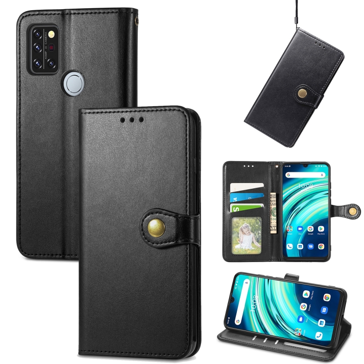 

For UMIDIGI A9 Pro Retro Solid Color Buckle Leather Phone Case (Black)