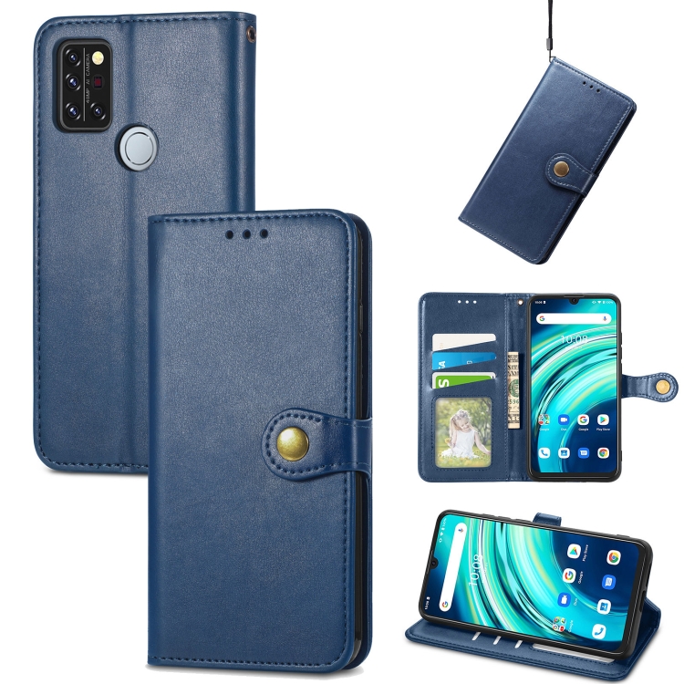 

For UMIDIGI A9 Pro Retro Solid Color Buckle Leather Phone Case (Blue)