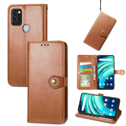 

For UMIDIGI A9 Pro Retro Solid Color Buckle Leather Phone Case (Brown)