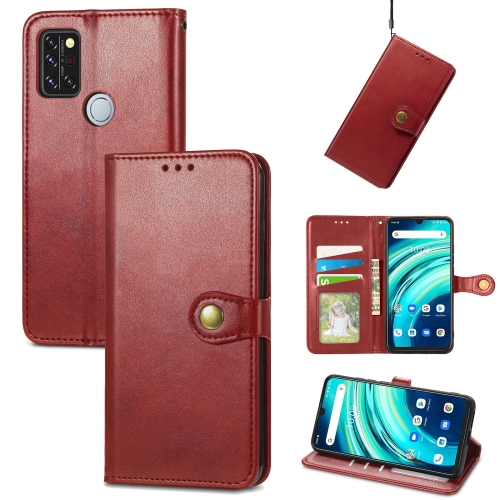 

For UMIDIGI A9 Pro Retro Solid Color Buckle Leather Phone Case (Red)
